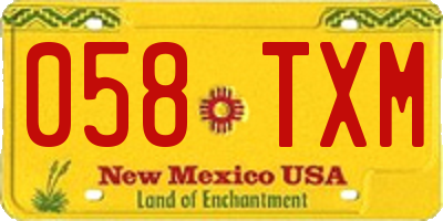 NM license plate 058TXM