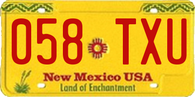 NM license plate 058TXU