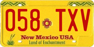 NM license plate 058TXV