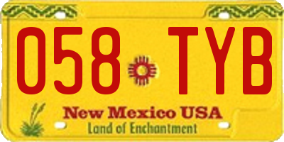 NM license plate 058TYB