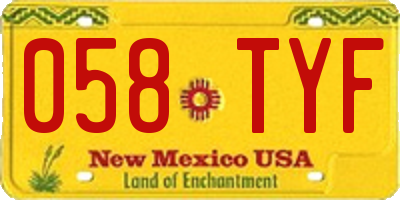 NM license plate 058TYF