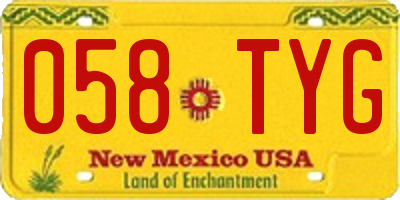 NM license plate 058TYG