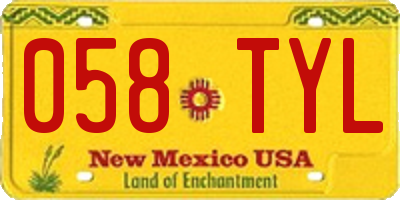 NM license plate 058TYL