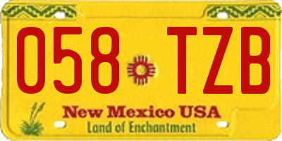 NM license plate 058TZB
