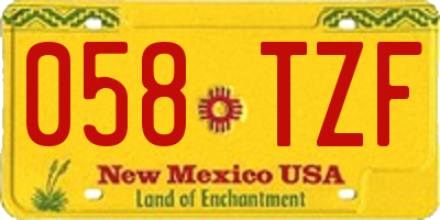 NM license plate 058TZF