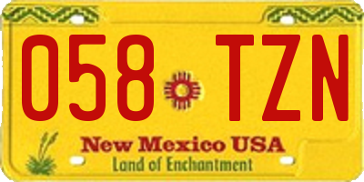 NM license plate 058TZN