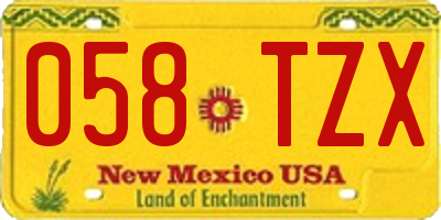 NM license plate 058TZX