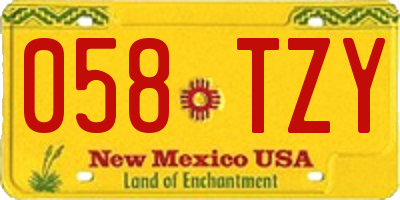 NM license plate 058TZY