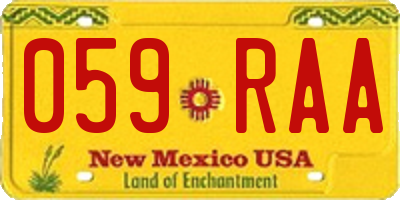 NM license plate 059RAA