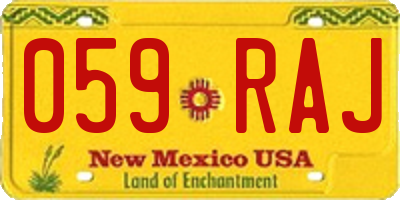 NM license plate 059RAJ