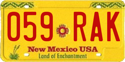 NM license plate 059RAK