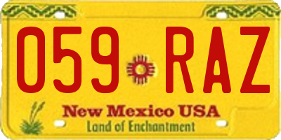 NM license plate 059RAZ