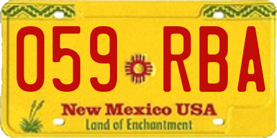 NM license plate 059RBA