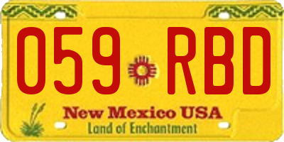 NM license plate 059RBD
