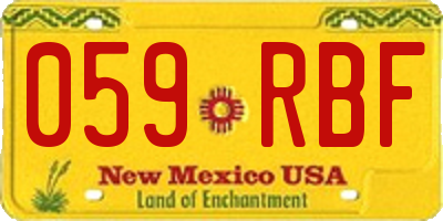 NM license plate 059RBF