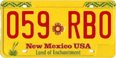 NM license plate 059RBO