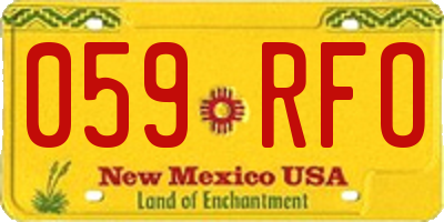 NM license plate 059RFO