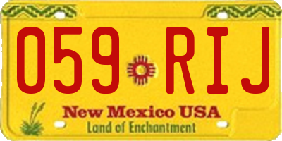 NM license plate 059RIJ