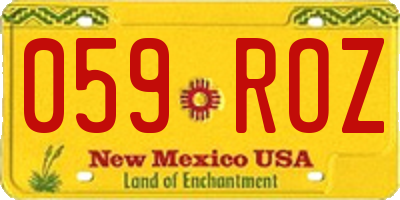 NM license plate 059ROZ