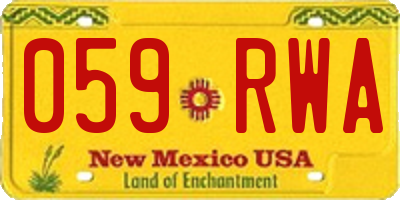 NM license plate 059RWA