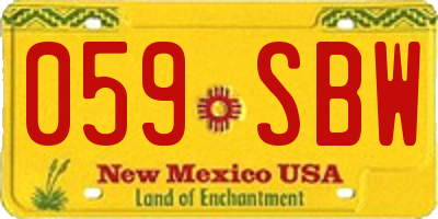 NM license plate 059SBW