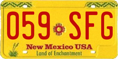 NM license plate 059SFG