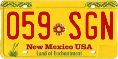 NM license plate 059SGN
