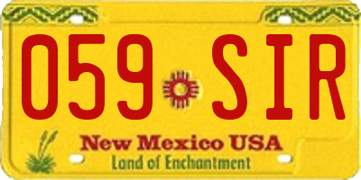 NM license plate 059SIR