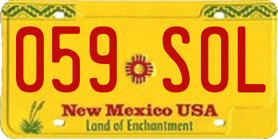 NM license plate 059SOL