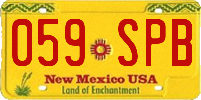 NM license plate 059SPB