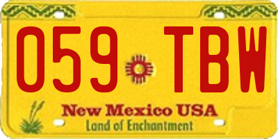 NM license plate 059TBW