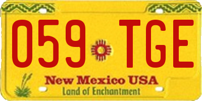NM license plate 059TGE