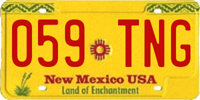NM license plate 059TNG
