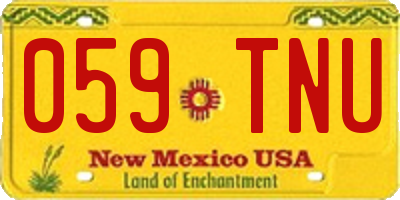 NM license plate 059TNU