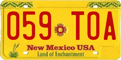 NM license plate 059TOA