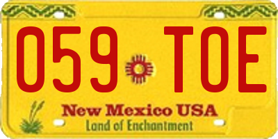 NM license plate 059TOE