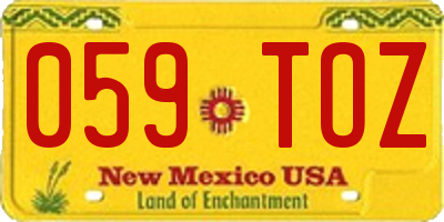 NM license plate 059TOZ