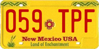 NM license plate 059TPF