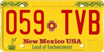 NM license plate 059TVB