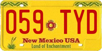 NM license plate 059TYD