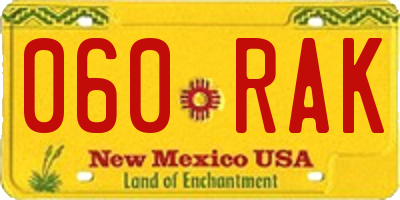 NM license plate 060RAK