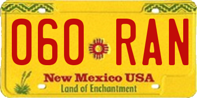 NM license plate 060RAN