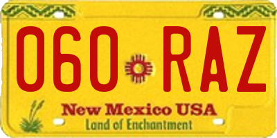 NM license plate 060RAZ