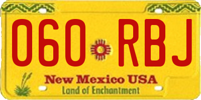 NM license plate 060RBJ