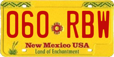 NM license plate 060RBW