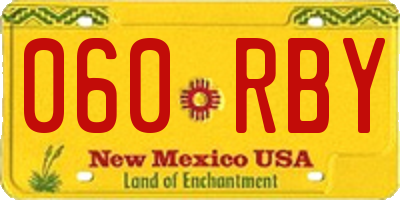 NM license plate 060RBY