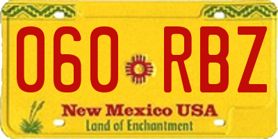 NM license plate 060RBZ