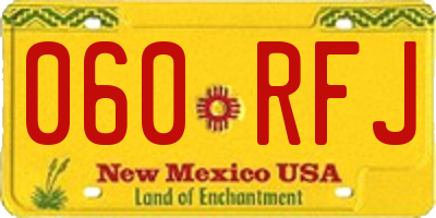 NM license plate 060RFJ
