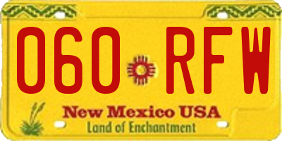 NM license plate 060RFW