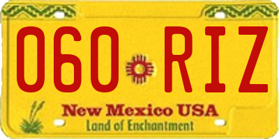 NM license plate 060RIZ